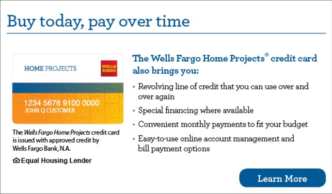 Well Fargo home project credit card with details