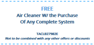 Free Air Cleaner with the purchase of any complete system